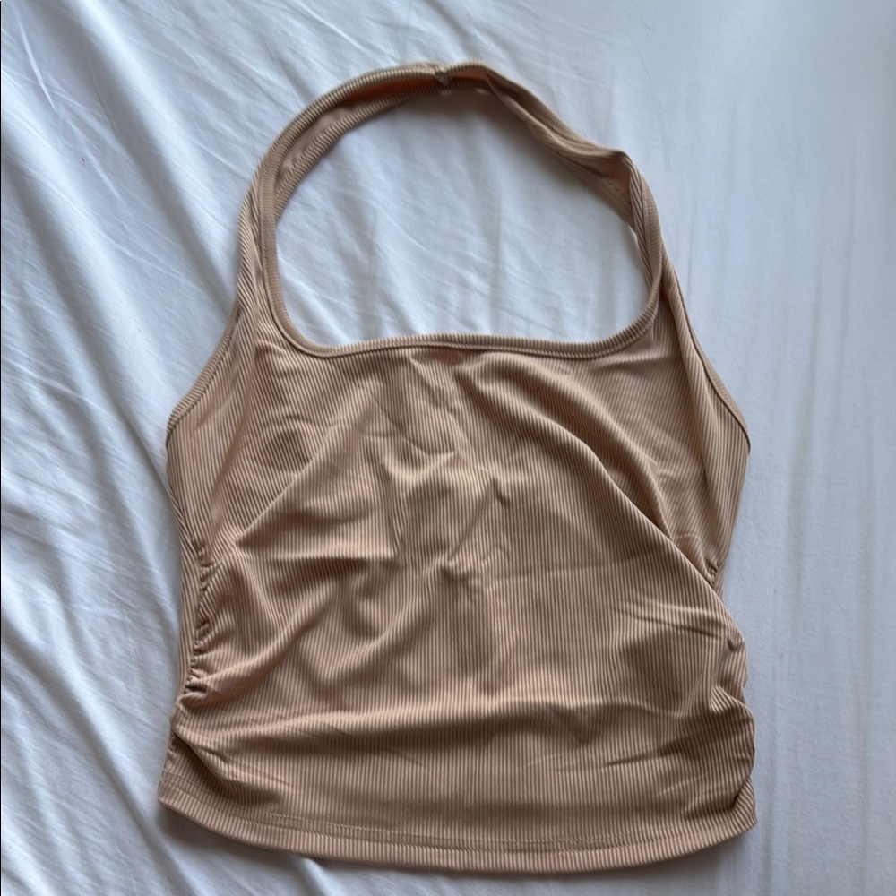 Beige Ribbed Tank Top